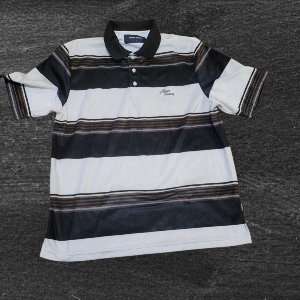 Pierre Cardin Men's Polo Shirt - Black and White Stripes